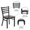 HERCULES Series Black Ladder Back Metal Restaurant Chair - Mahogany Wood Seat XU-DG694BLAD-MAHW-GG