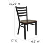 HERCULES Series Black Ladder Back Metal Restaurant Chair - Mahogany Wood Seat XU-DG694BLAD-MAHW-GG