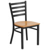 HERCULES Series Black Ladder Back Metal Restaurant Chair - Natural Wood Seat XU-DG694BLAD-NATW-GG