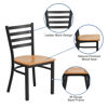 HERCULES Series Black Ladder Back Metal Restaurant Chair - Natural Wood Seat XU-DG694BLAD-NATW-GG