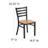 HERCULES Series Black Ladder Back Metal Restaurant Chair - Natural Wood Seat XU-DG694BLAD-NATW-GG