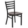HERCULES Series Black Ladder Back Metal Restaurant Chair - Walnut Wood Seat XU-DG694BLAD-WALW-GG