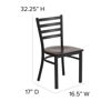 HERCULES Series Black Ladder Back Metal Restaurant Chair - Walnut Wood Seat XU-DG694BLAD-WALW-GG