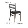 HERCULES Series Clear Coated Ladder Back Metal Restaurant Chair - Black Vinyl Seat XU-DG694BLAD-CLR-BLKV-GG