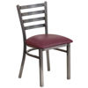 HERCULES Series Clear Coated Ladder Back Metal Restaurant Chair - Burgundy Vinyl Seat XU-DG694BLAD-CLR-BURV-GG