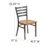 HERCULES Series Clear Coated Ladder Back Metal Restaurant Chair - Natural Wood Seat XU-DG694BLAD-CLR-NATW-GG