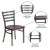 HERCULES Series Clear Coated Ladder Back Metal Restaurant Chair - Walnut Wood Seat XU-DG694BLAD-CLR-WALW-GG