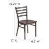 HERCULES Series Clear Coated Ladder Back Metal Restaurant Chair - Walnut Wood Seat XU-DG694BLAD-CLR-WALW-GG