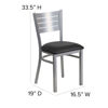 HERCULES Series Silver Slat Back Metal Restaurant Chair - Black Vinyl Seat XU-DG-60401-BLKV-GG
