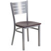 HERCULES Series Silver Slat Back Metal Restaurant Chair - Mahogany Wood Seat XU-DG-60401-MAHW-GG