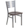 HERCULES Series Silver Slat Back Metal Restaurant Chair - Walnut Wood Seat XU-DG-60401-WALW-GG