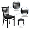 HERCULES Series Black Vertical Back Metal Restaurant Chair - Black Vinyl Seat XU-DG-6Q2B-VRT-BLKV-GG