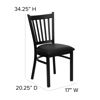 HERCULES Series Black Vertical Back Metal Restaurant Chair - Black Vinyl Seat XU-DG-6Q2B-VRT-BLKV-GG