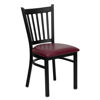 HERCULES Series Black Vertical Back Metal Restaurant Chair - Burgundy Vinyl Seat XU-DG-6Q2B-VRT-BURV-GG