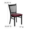 HERCULES Series Black Vertical Back Metal Restaurant Chair - Burgundy Vinyl Seat XU-DG-6Q2B-VRT-BURV-GG