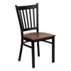 HERCULES Series Black Vertical Back Metal Restaurant Chair - Cherry Wood Seat XU-DG-6Q2B-VRT-CHYW-GG