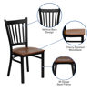 HERCULES Series Black Vertical Back Metal Restaurant Chair - Cherry Wood Seat XU-DG-6Q2B-VRT-CHYW-GG