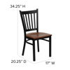 HERCULES Series Black Vertical Back Metal Restaurant Chair - Cherry Wood Seat XU-DG-6Q2B-VRT-CHYW-GG