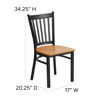 HERCULES Series Black Vertical Back Metal Restaurant Chair - Natural Wood Seat XU-DG-6Q2B-VRT-NATW-GG