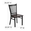 HERCULES Series Black Vertical Back Metal Restaurant Chair - Walnut Wood Seat XU-DG-6Q2B-VRT-WALW-GG