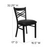 HERCULES Series Black ''X'' Back Metal Restaurant Chair - Black Vinyl Seat  XU-6FOBXBK-BLKV-GG