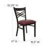 HERCULES Series Black ''X'' Back Metal Restaurant Chair - Burgundy Vinyl Seat XU-6FOBXBK-BURV-GG