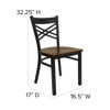 HERCULES Series Black ''X'' Back Metal Restaurant Chair - Mahogany Wood Seat XU-6FOBXBK-MAHW-GG