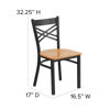 HERCULES Series Black ''X'' Back Metal Restaurant Chair - Natural Wood Seat XU-6FOBXBK-NATW-GG