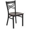 HERCULES Series Black ''X'' Back Metal Restaurant Chair - Walnut Wood Seat XU-6FOBXBK-WALW-GG