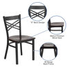 HERCULES Series Black ''X'' Back Metal Restaurant Chair - Walnut Wood Seat XU-6FOBXBK-WALW-GG