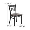 HERCULES Series Black ''X'' Back Metal Restaurant Chair - Walnut Wood Seat XU-6FOBXBK-WALW-GG