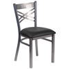 HERCULES Series Clear Coated ''X'' Back Metal Restaurant Chair - Black Vinyl Seat XU-6FOB-CLR-BLKV-GG