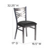 HERCULES Series Clear Coated ''X'' Back Metal Restaurant Chair - Black Vinyl Seat XU-6FOB-CLR-BLKV-GG