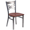 HERCULES Series Clear Coated ''X'' Back Metal Restaurant Chair - Cherry Wood Seat XU-6FOB-CLR-CHYW-GG