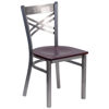 HERCULES Series Clear Coated ''X'' Back Metal Restaurant Chair - Mahogany Wood Seat XU-6FOB-CLR-MAHW-GG