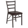 HERCULES Series Brown Folding Ladder Back Metal Chair with Brown Vinyl Seat CY-180841-GG