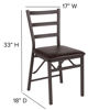 HERCULES Series Brown Folding Ladder Back Metal Chair with Brown Vinyl Seat CY-180841-GG