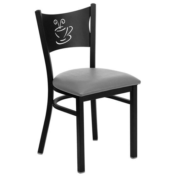 HERCULES Series Black Coffee Back Metal Restaurant Chair - Custom Upholstered Seat XU-DG-60099-COF-UNP-GG