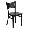 HERCULES Series Black Coffee Back Metal Restaurant Chair - Mahogany Wood Seat XU-DG-60099-COF-MAHW-GG