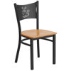 HERCULES Series Black Coffee Back Metal Restaurant Chair - Natural Wood Seat XU-DG-60099-COF-NATW-GG