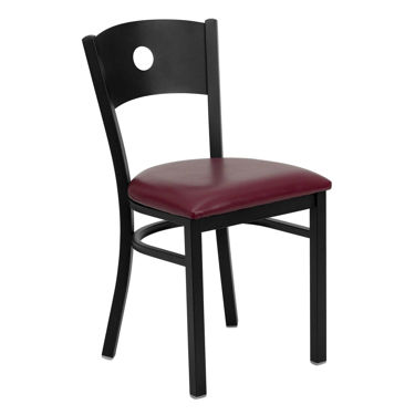 HERCULES Series Black Circle Back Metal Restaurant Chair - Burgundy Vinyl Seat XU-DG-60119-CIR-BURV-GG