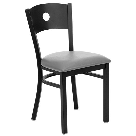 HERCULES Series Black Circle Back Metal Restaurant Chair - Custom Upholstered Seat XU-DG-60119-CIR-UNP-GG