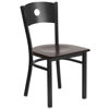 HERCULES Series Black Circle Back Metal Restaurant Chair - Walnut Wood Seat XU-DG-60119-CIR-WALW-GG