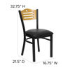 HERCULES Series Black Slat Back Metal Restaurant Chair - Natural Wood Back, Black Vinyl Seat XU-DG-6G7B-SLAT-BLKV-GG