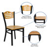 HERCULES Series Black Slat Back Metal Restaurant Chair - Natural Wood Back & Seat XU-DG-6G7B-SLAT-NATW-GG