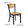 HERCULES Series Black Slat Back Metal Restaurant Chair - Natural Wood Back & Seat XU-DG-6G7B-SLAT-NATW-GG