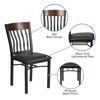 Eclipse Series Vertical Back Black Metal and Walnut Wood Restaurant Chair with Black Vinyl Seat XU-DG-60618-WAL-BLKV-GG