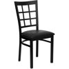 HERCULES Series Black Window Back Metal Restaurant Chair - Black Vinyl Seat XU-DG6Q3BWIN-BLKV-GG