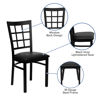 HERCULES Series Black Window Back Metal Restaurant Chair - Black Vinyl Seat XU-DG6Q3BWIN-BLKV-GG