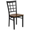 HERCULES Series Black Window Back Metal Restaurant Chair - Cherry Wood Seat XU-DG6Q3BWIN-CHYW-GG